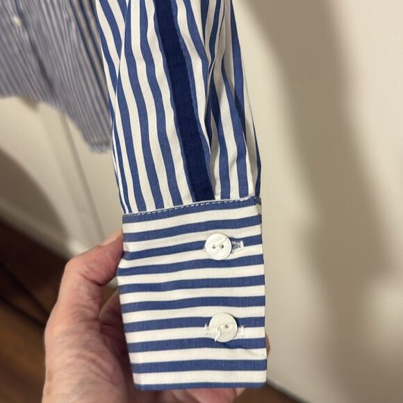 Zara Woman’s Long Sleeve Blouse in Blue & White Stripe. Size XS Oversized. - Picture 4 of 6